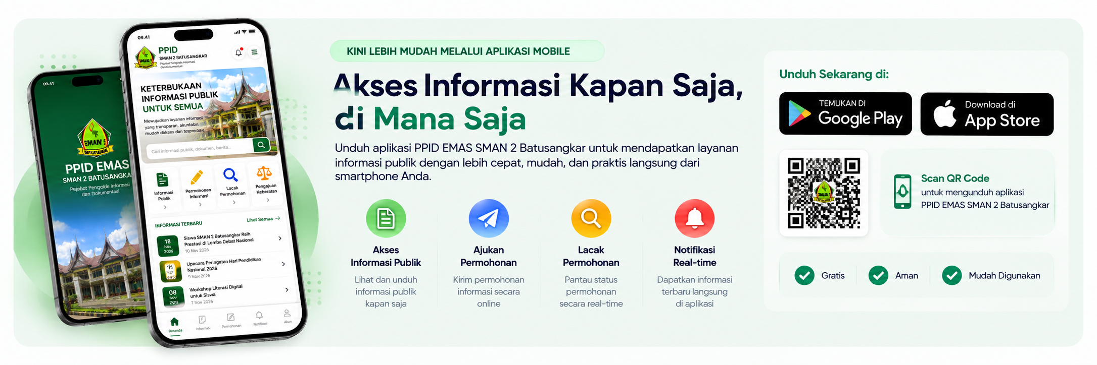 Aplikasi mobile PPID EMAS SMAN 2 Batusangkar dengan akses informasi publik, permohonan, pelacakan dan notifikasi